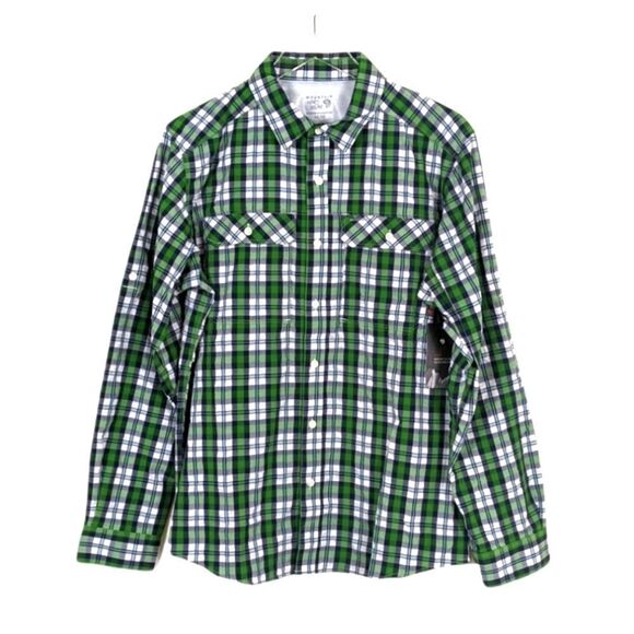 Mountain Hardwear Green Plaid Nylon Button Down Shirt Men's Medium